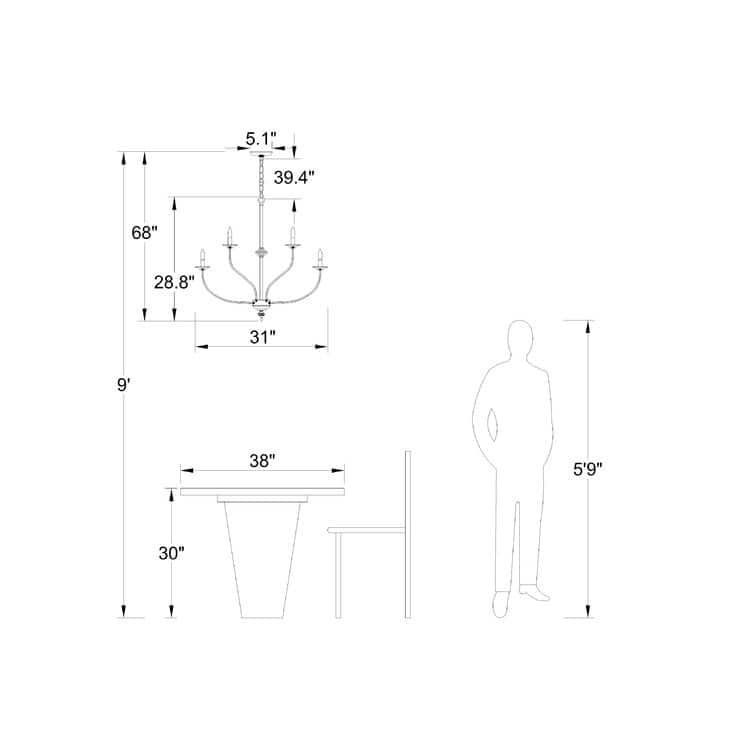 Maxax 9 - Light Candle Style Classic / Traditional Chandelier