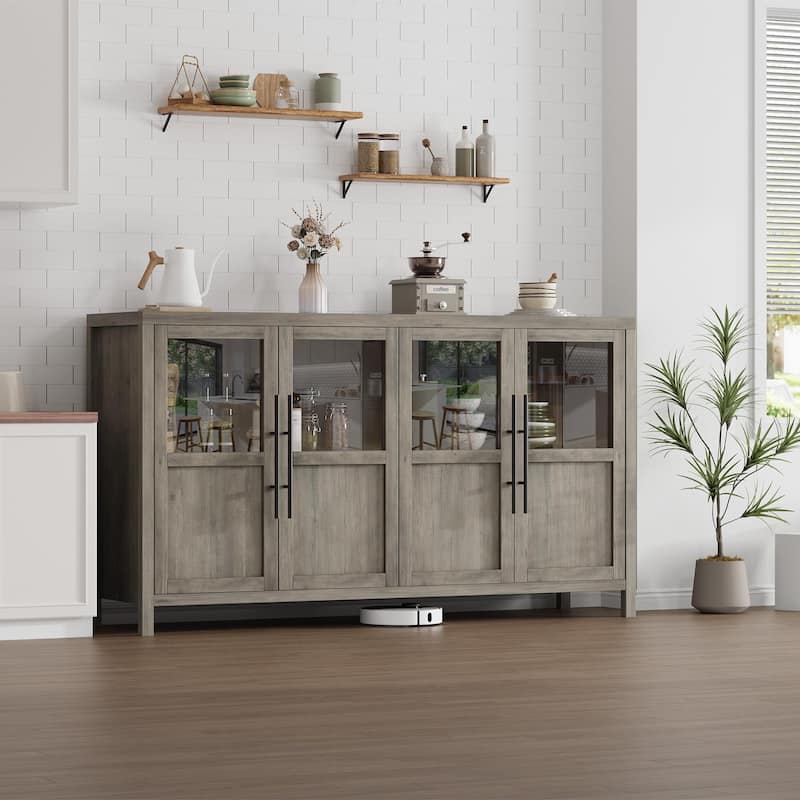 Large Buffet Cabinet with Storage, Sideboard Buffet Cabinet with Glass Doors