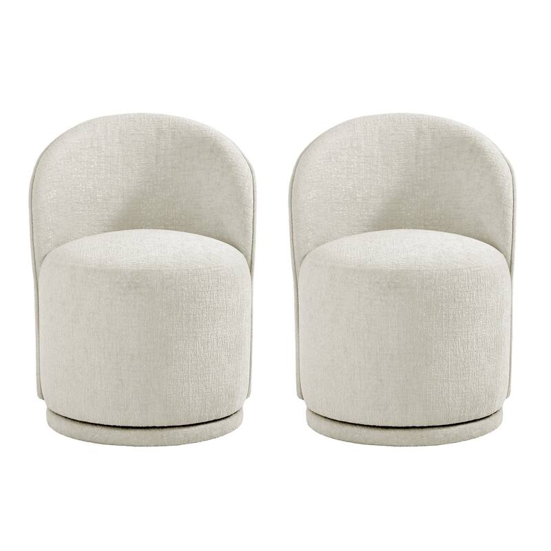 Upholstered Swivel Dining Chair Armless Barrel Chair