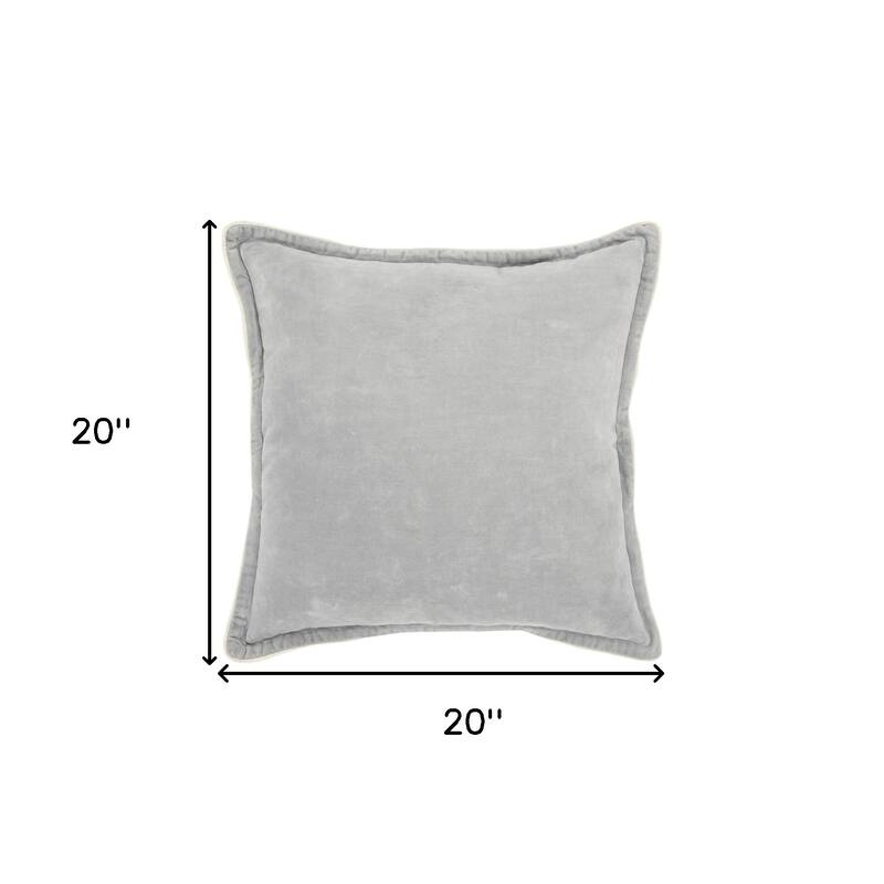 HomeRoots 20" Gray Cotton Throw Pillow