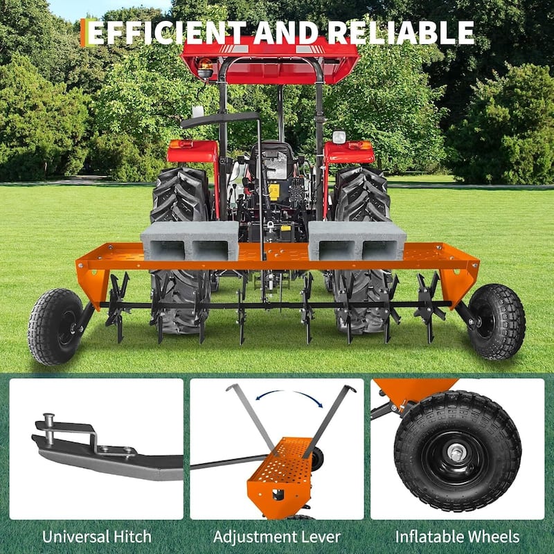 48 Inch Tow Behind Lawn Core Aerator for Professional Yard, Garden, Farm Care