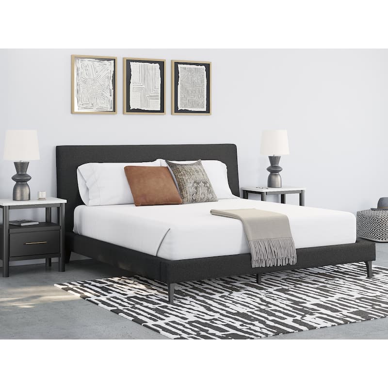 Signature Design by Ashley Cadmori Black Upholstered Bed with Roll Slats