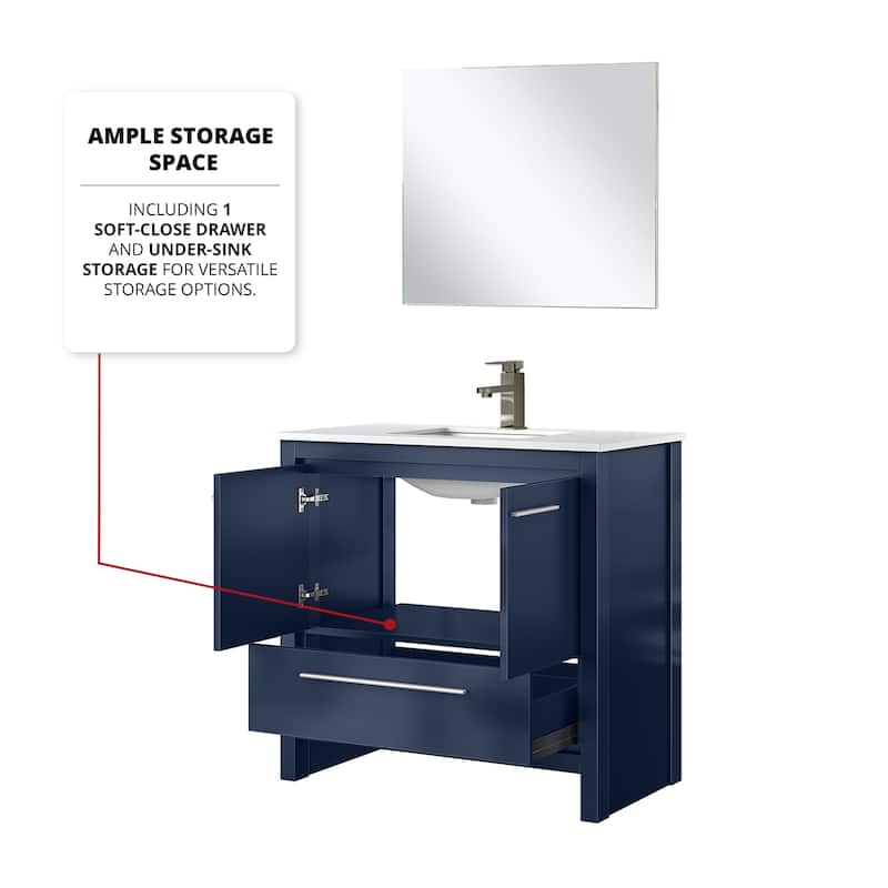 Lafarre Bath Vanity with Cultured Marble Top, Sink, Mirror and Gun Metal Faucet