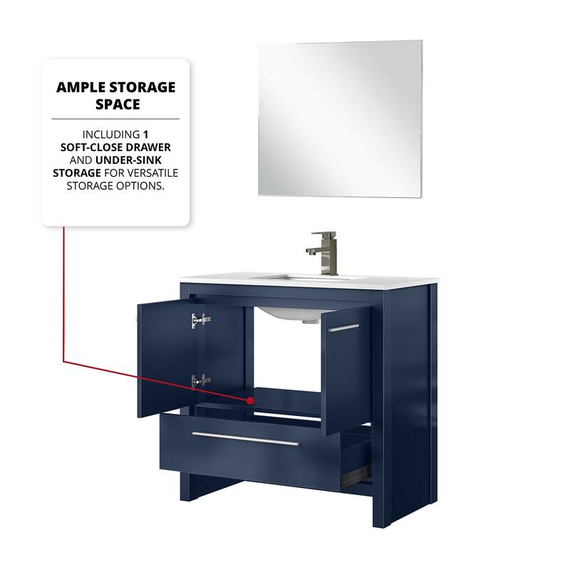 Lafarre Bath Vanity with Quartz Top, Sink, Mirror and Chrome Faucet