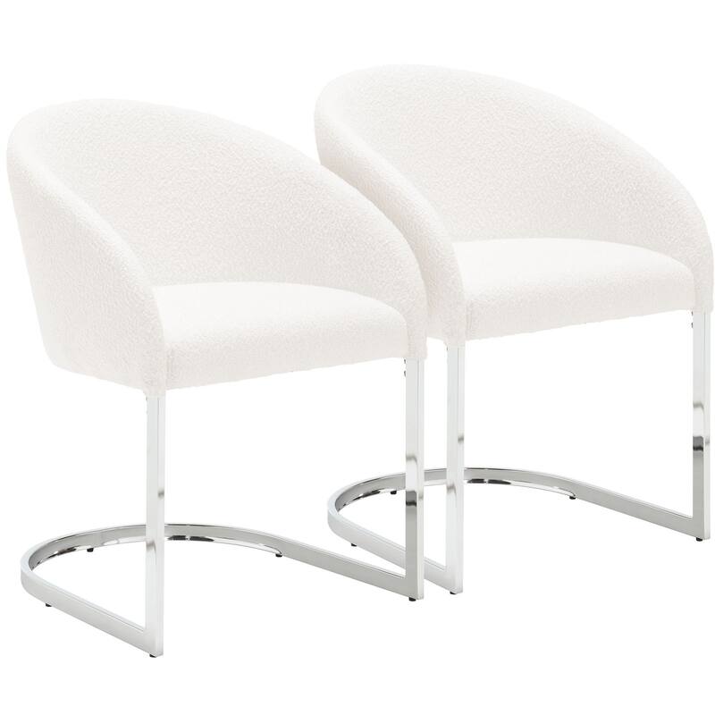 Modern Fabric Upholstered Dining Chairs, Boucle Arm Side Chair - 30" H x 22.2" W x 21.7" D