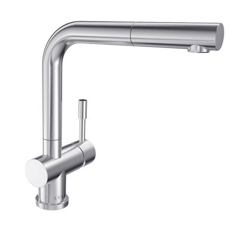Nassau Collection. Pull-out head kitchen faucet. Brushed Stainless finish. By Lulani