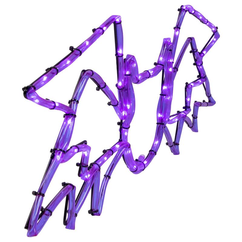 23.5" LED Lighted Purple Bat 4 Function Halloween Window Silhouette