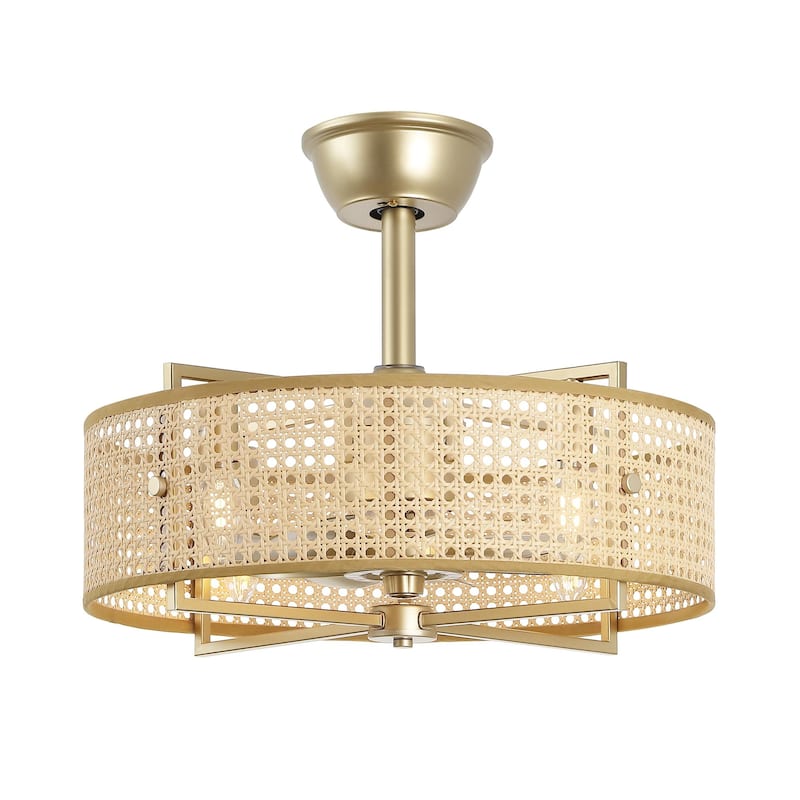 GetLedel 18-in Rattan Caged Ceiling Fan with Light and Remote