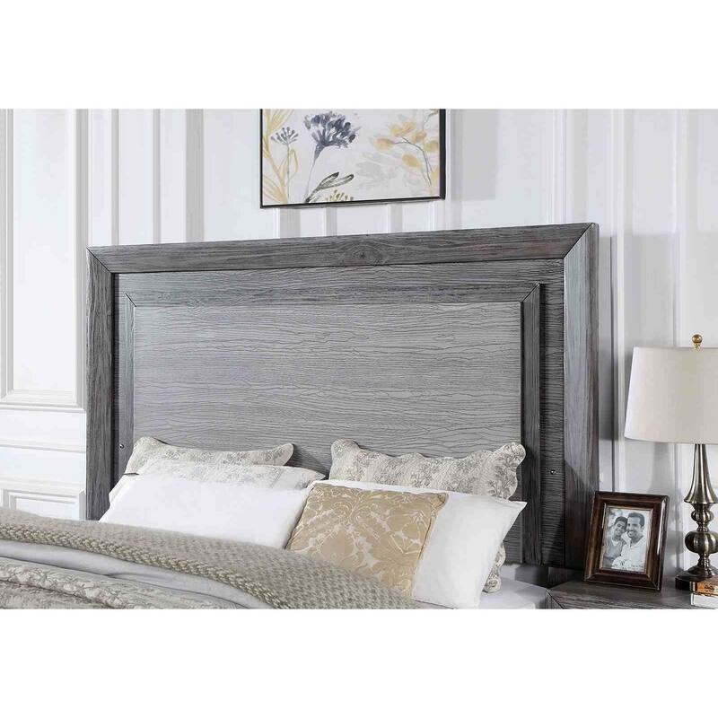 Transitional Gray Finish 1pc LED Bed