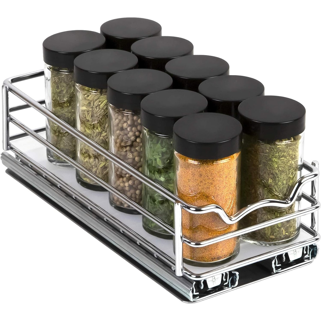 CabinetRTA Wood Pull Out Spice Rack Organizer for Cabinet 9 inch(w) x 10 inch(d) x 3 inch(H) for Upper Kitchen Cabinets and Pantry Closet, for Spices