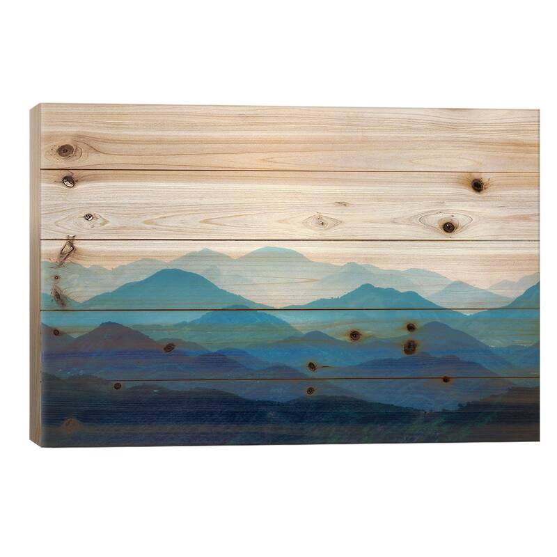 Blue Mountains Print On Wood by PhotoINC Studio - Multi-Color - 18x26x1.5