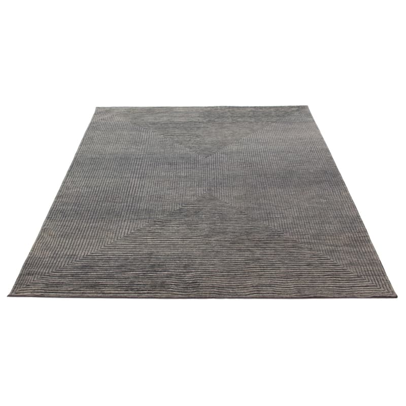 ECARPETGALLERY Hand-knotted Tangier Grey Wool Rug - 8'2 x 9'9
