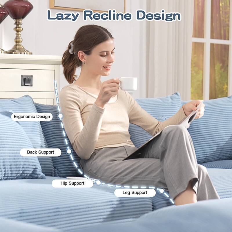 54" Oversized Cloud Sectional - Extra-Thick Cushions, Corduroy Fabric, Easy Assembly - Living Room, Study
