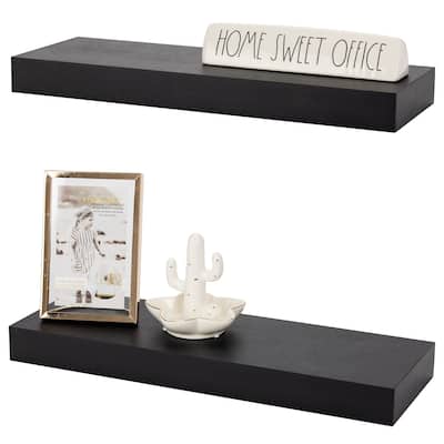 Sorbus 16" Floating Shelf Set - Wood Hanging Rectangle Wall Shelves (2-Pack)