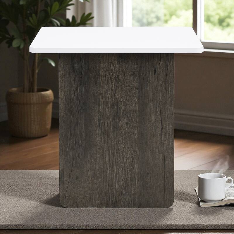 Modern Light Luxury Coffee Table Set of 2, Square Center and Side Table with Metal Frame for Living Room