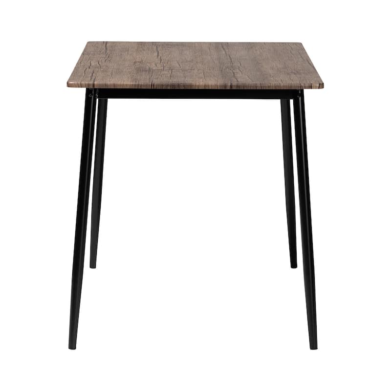 Dalair Industrial Rustic Brown Wood and Metal Dining Table