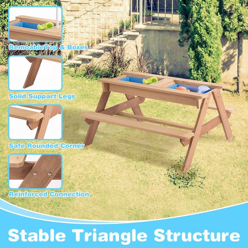 Kids Outdoor Picnic Table With Umbrella hole