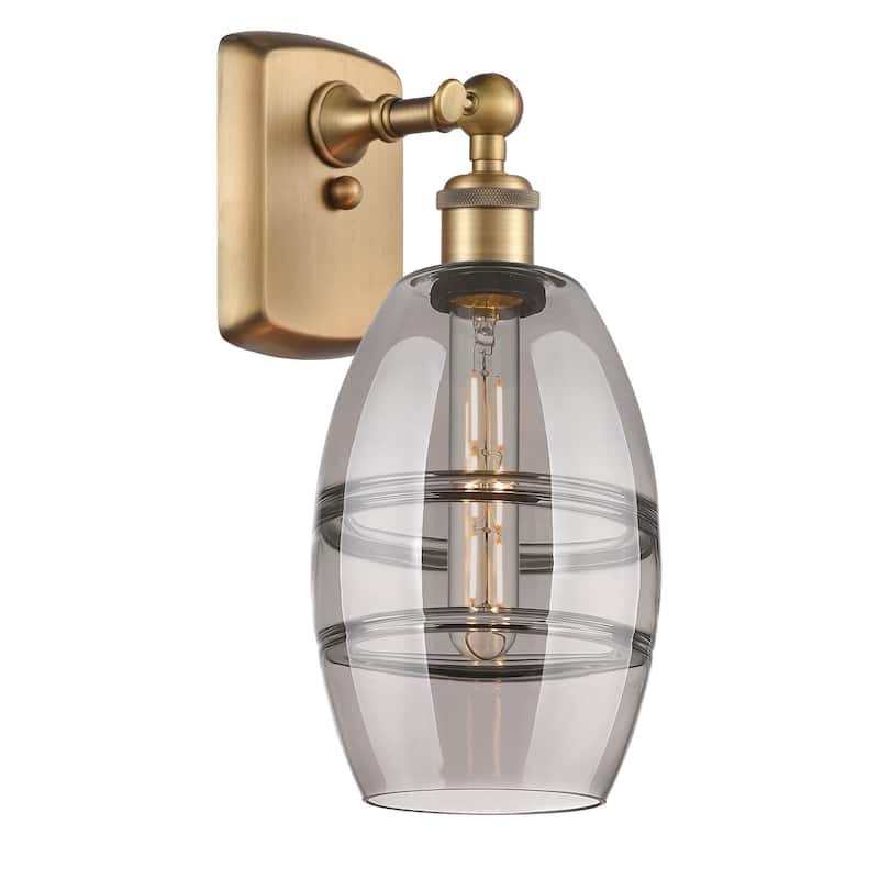 Innovations Lighting 516-1W-10-6 Vaz Sconce Vaz 10" Tall Wall Sconce - Brushed Brass / Light Smoke