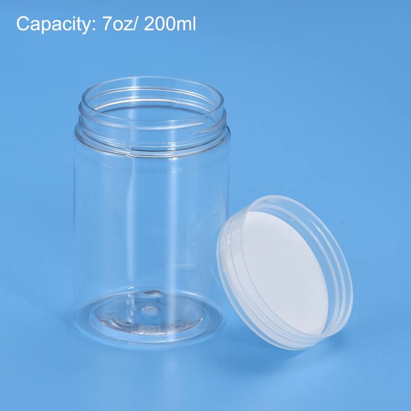 Round Plastic Jars with Transparent Screw Top Lid, 8Pcs