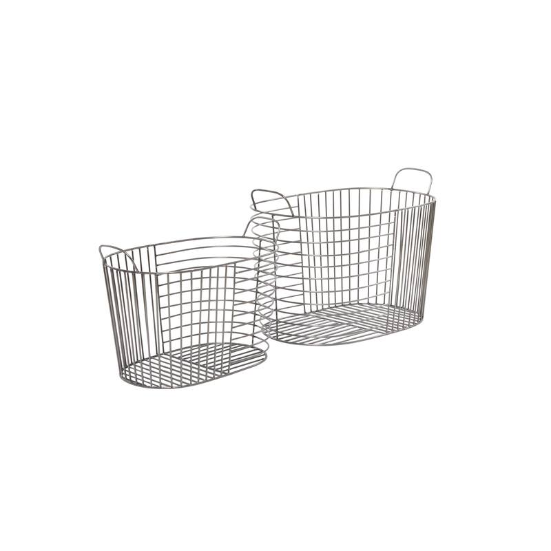CosmoLiving by Cosmopolitan Modern Metal Storage Basket with Handles (Set of 2) - Gold, Silver, Dark Gray