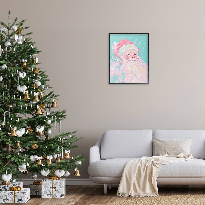 Stupell Pastel Jolly Santa Claus Framed Giclee Art Design By Arlington Prints