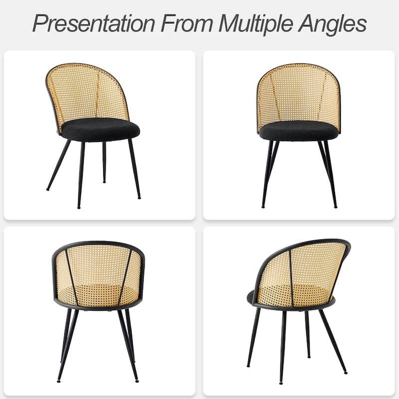 Modern Upholstered Rattan Dining Chairs Set of 2/4