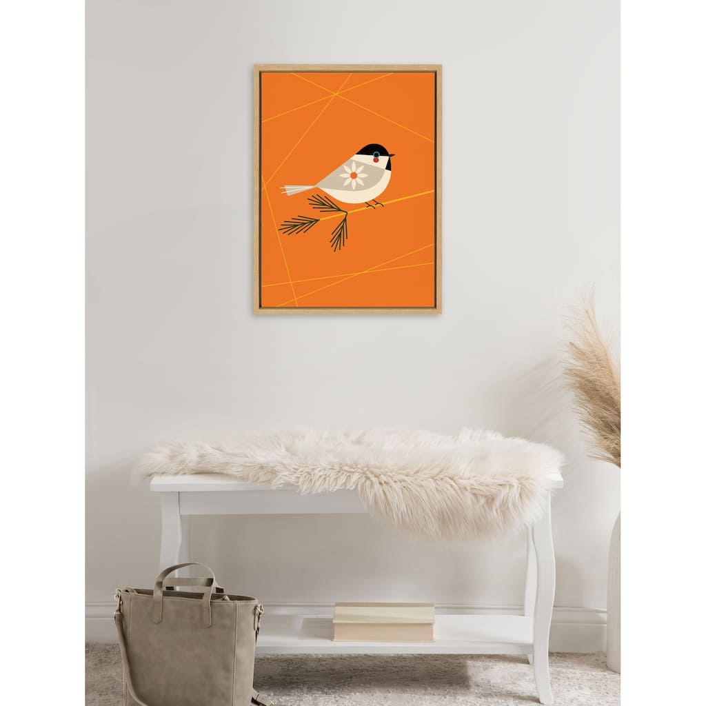 Kate and Laurel Sylvie Chickadee Framed Canvas by Amber Leaders