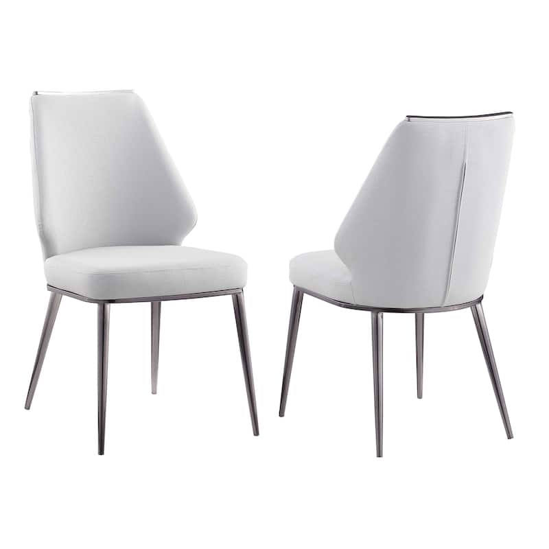 Somette Tate Gray Faux Leather Curved Back Side Chair, Set of 2