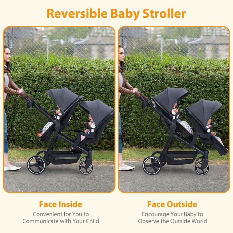Double Stroller Track Tandem Stroller for Infant and Toddler