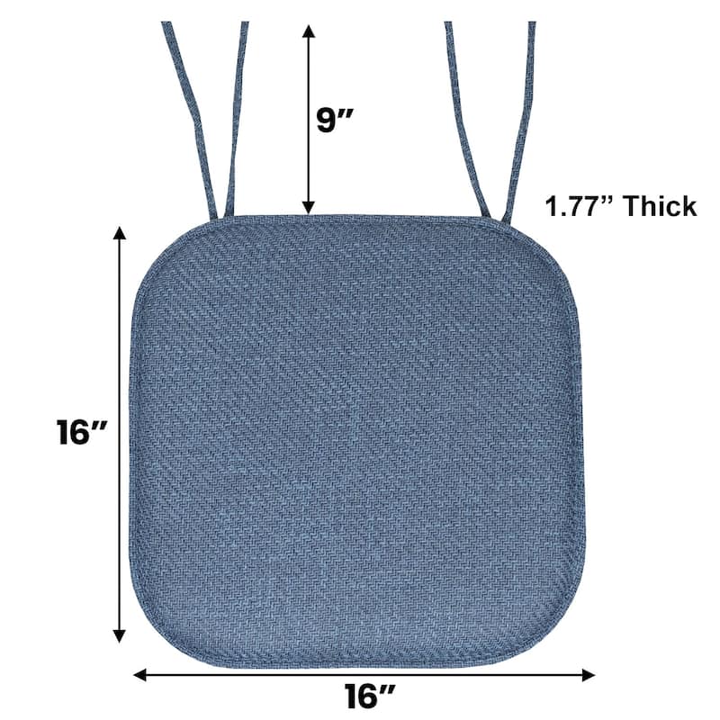 Herringbone Memory Foam 16 x 16 Chair Pad With Ties