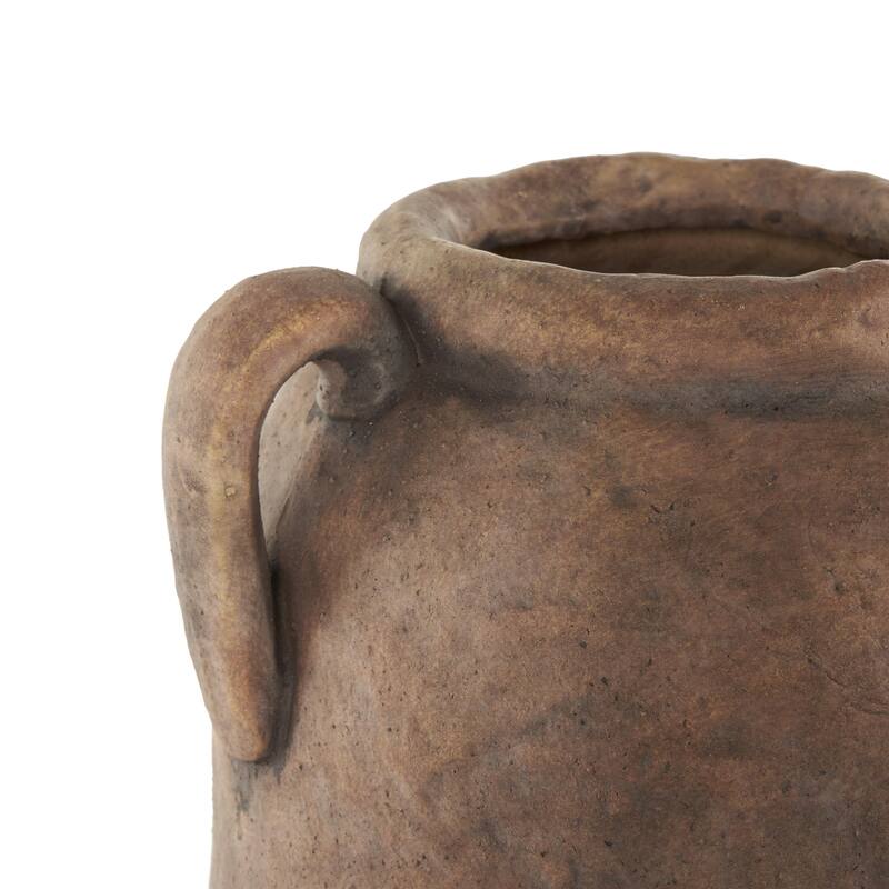 Ceramic Antique Style Textured Vase with Handles - Copper or White - Roche River Decor