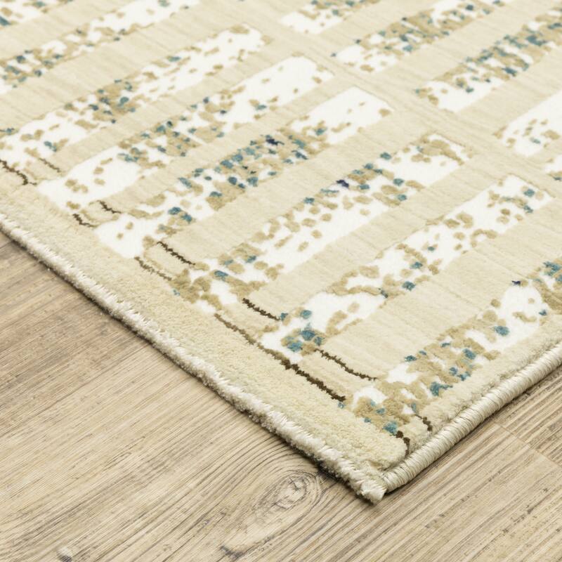 Style Haven Raphael Gridwork Beige/ Blue Mixed-Pile Rug