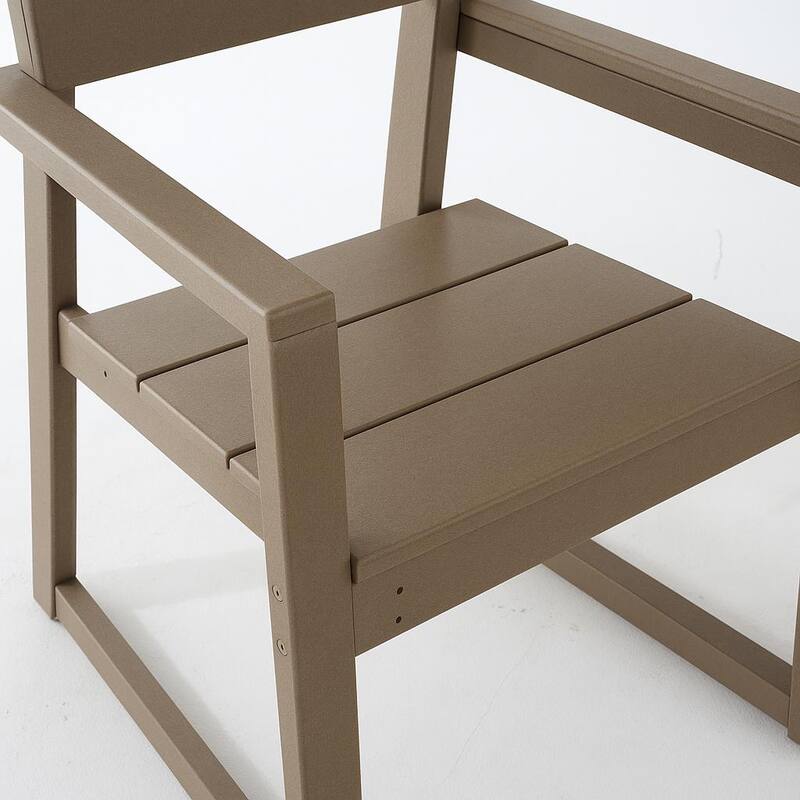 HDPE Outdoor Dining Armchairs, All-Weather Patio Chairs with Backrest & Armrests for Backyard, Deck, Porch, Garden