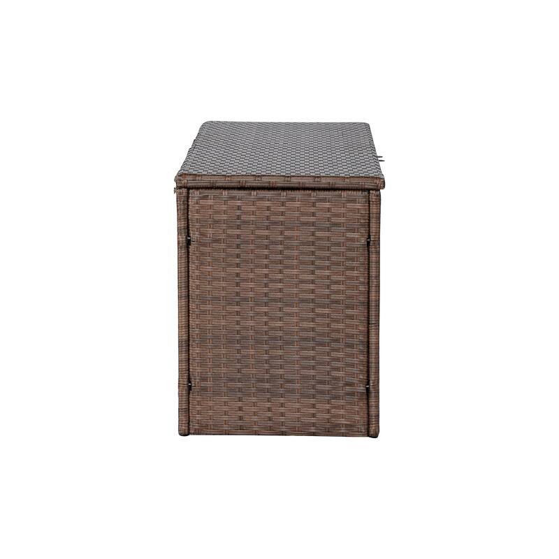 happimess Nino 47.24" Modern Minimalist Outdoor Faux Wicker Deck and Patio Storage Box