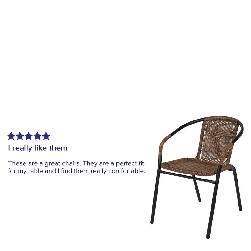 2 Pack Rattan Indoor-Outdoor Restaurant Stack Chair