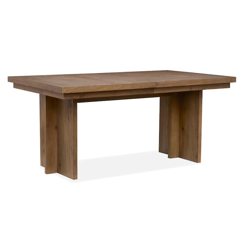 Magnussen Home Marcel Harvest Brown Extendable Trestle Dining Table - 40''W x 65.88''D x 30''H - 40''W x 65.88''D x 30''H