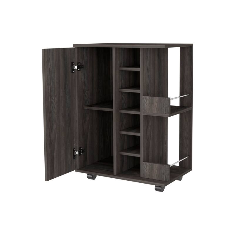 FM Furniture Tennessee Bar Cart, One Cabinet With Division,Black - N/A
