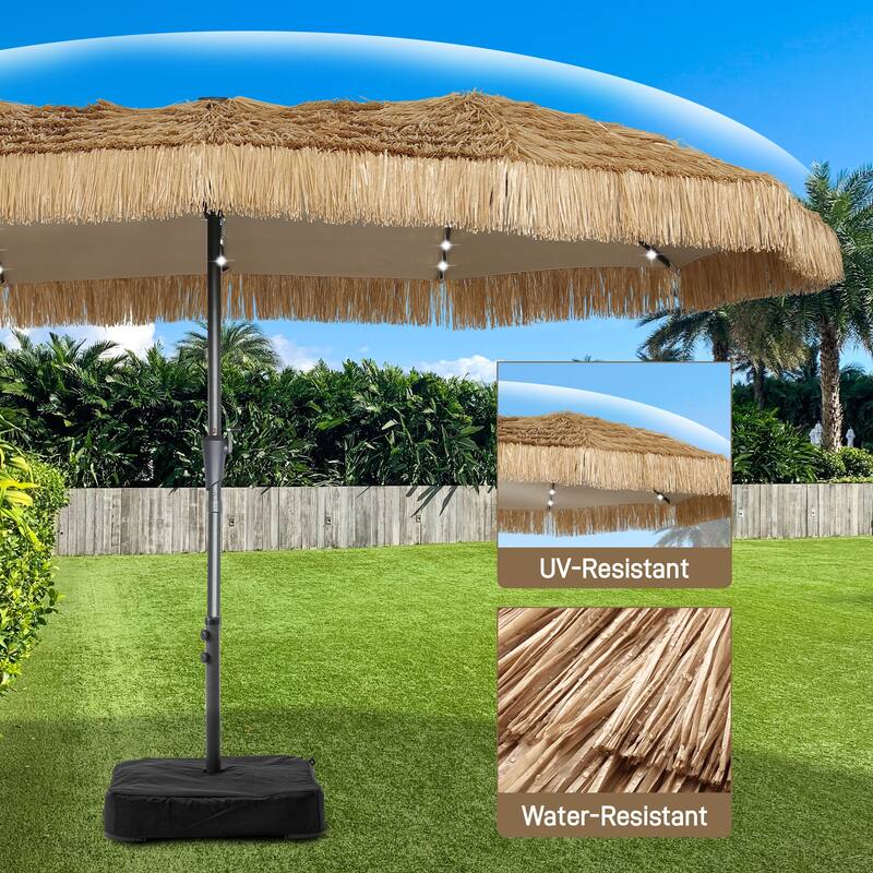 Autlaycil 15 ft Patio Umbrella with Base & 48 LED lights for Outdoor Umbrella