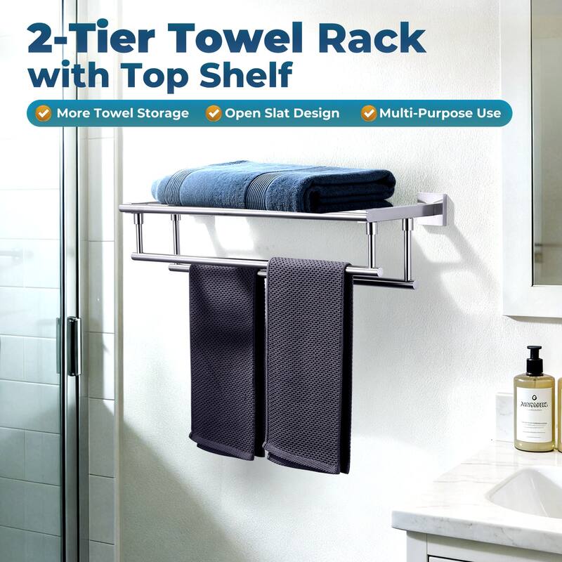 WOWOW Two Towel Holders Wall mounted Towel Rack