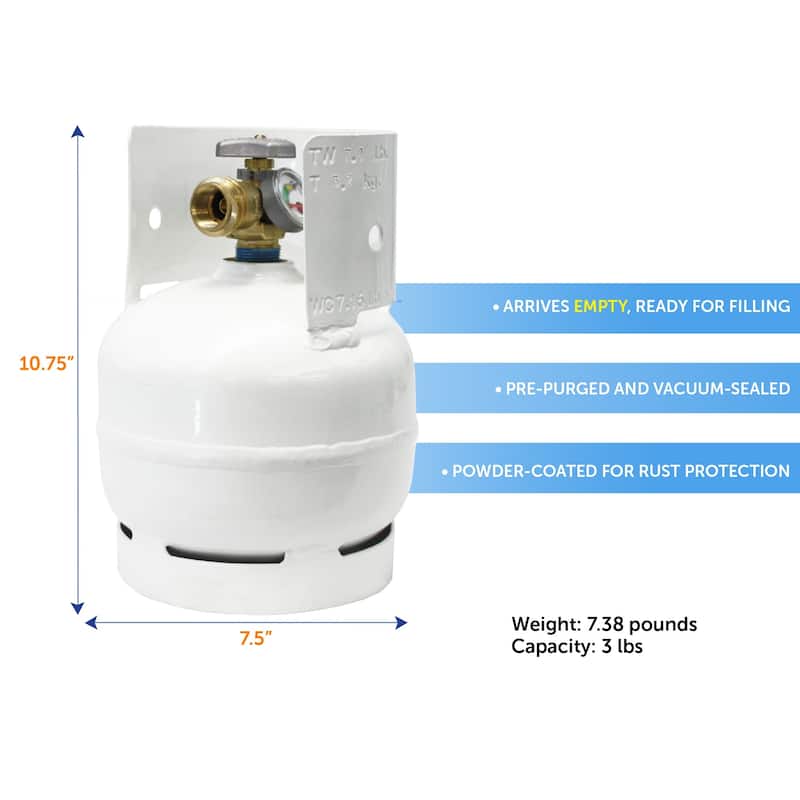 Flame King 3LB Steel Propane LP Tank Cylinder with Gauge & OPD Valves