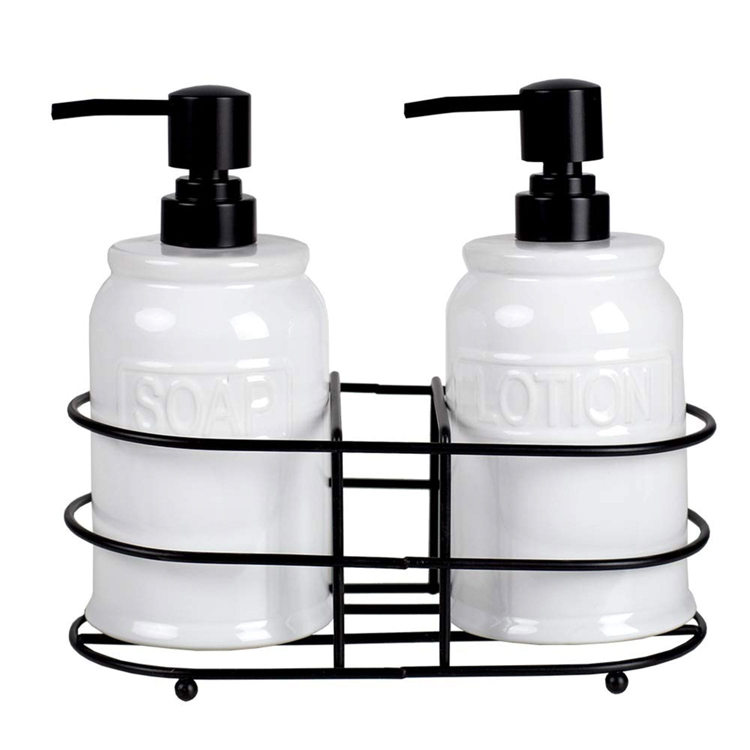 Home Basics 3-Piece Soap And Lotion Dispenser Caddy Set, White, 17.7 Ounces  - 17.7 Ounces - Bed Bath & Beyond - 34545567