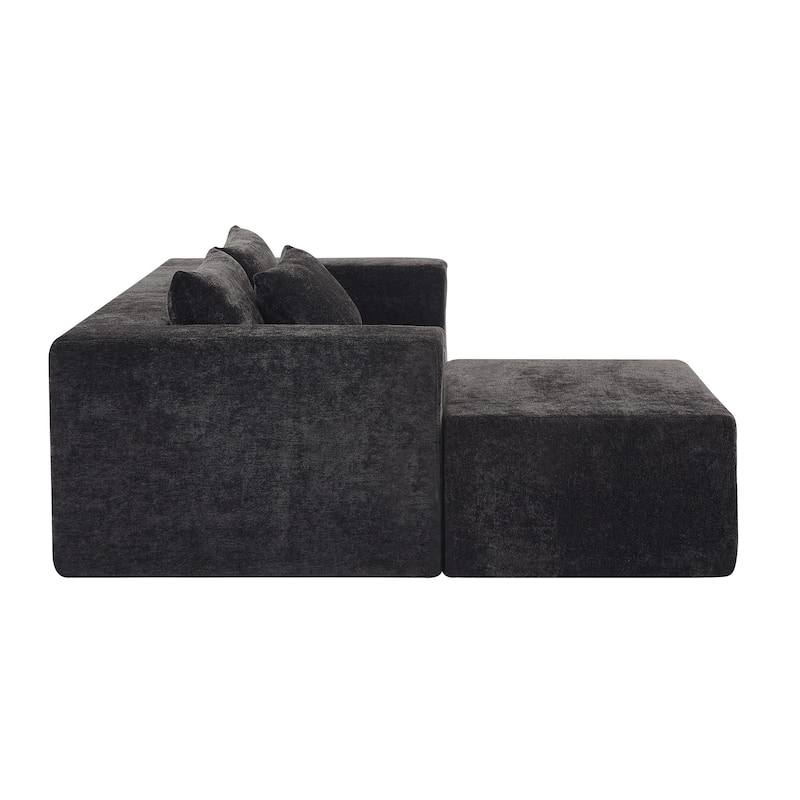 Christopher Knight Home - Adaline Modern Fabric Modular Sectional Sofa with Pillow Back and Ottoman