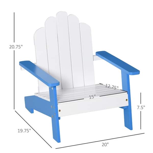 dimension image slide 0 of 3, Outsunny Kids Pine Wood Adirondack Lounger Chair with Slat Style Backrest and Wide Seat for Age 1-4 - 20" x 19.75" x 20.75"