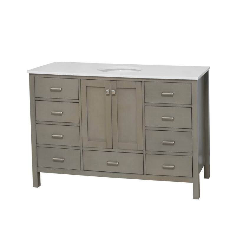KitchenBathCollection Horizon 60" Single Bathroom Vanity with Engineered White Top