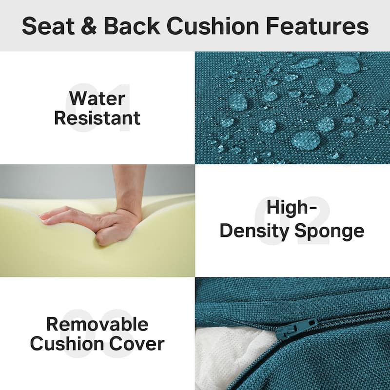 22" W x 24" D x 6" T Water & Fade Resistant Outdoor Lounge Chair Replacement Cushion Set