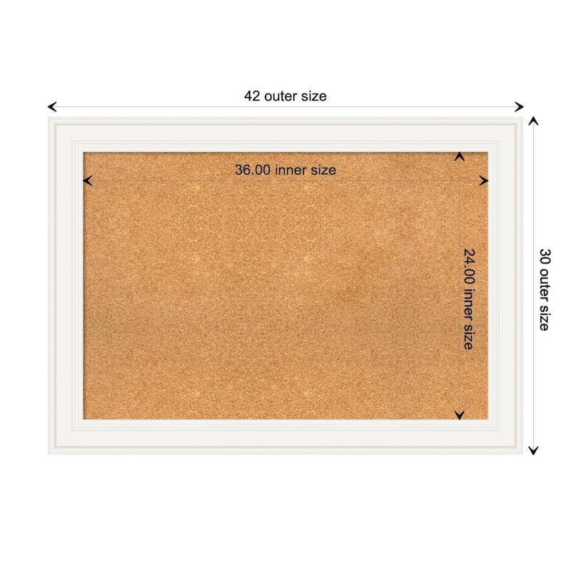 Ridge White Framed Natural Corkboard Bulletin Board - Board Size 36x24