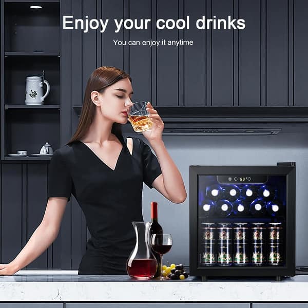 12 Bottle 48 Can Beverage Refrigerator Cooler - Mini Fridge Glass Door for  Beer Soda Drinks or Wine,Freestanding Beverage Fridge - Bed Bath & Beyond -  40762475