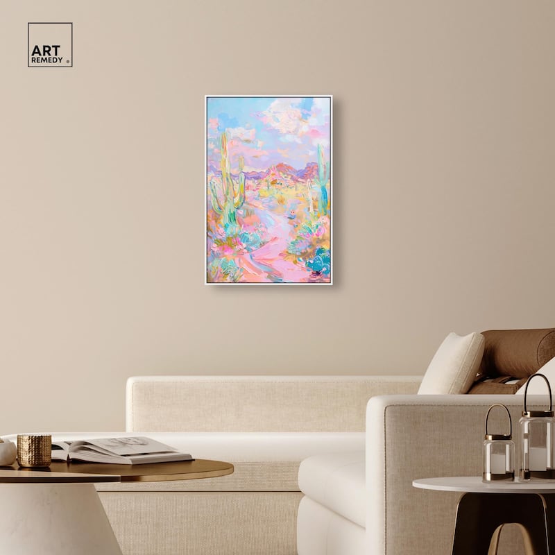 Pink and Teal Landscape Canvas by Art Remedy