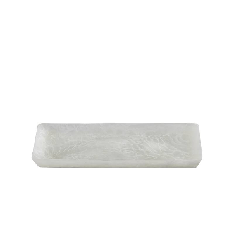 White Resin Rectangle Platter Set of 2
