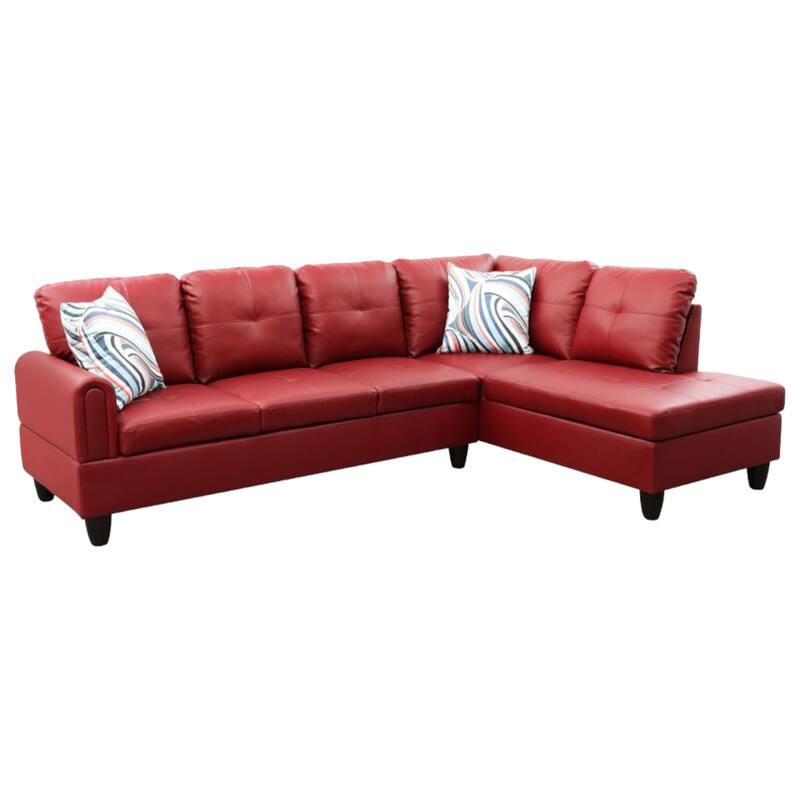 KISRAIS 97" Wide 2-Piece Vegan Leather Sectional Sofa Set without Ottoman for Small Space